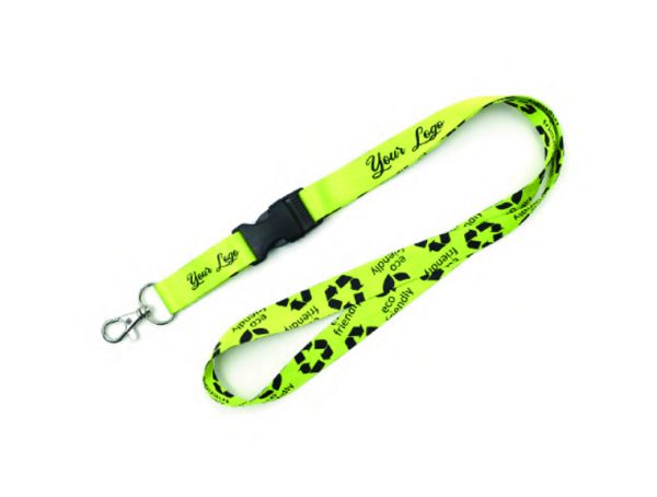 Lanyards R-PET personalizados con mosqueton y hebilla