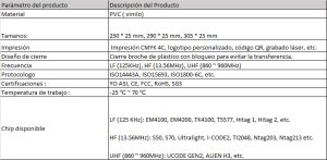 ficha tecnica pulseras vinilo