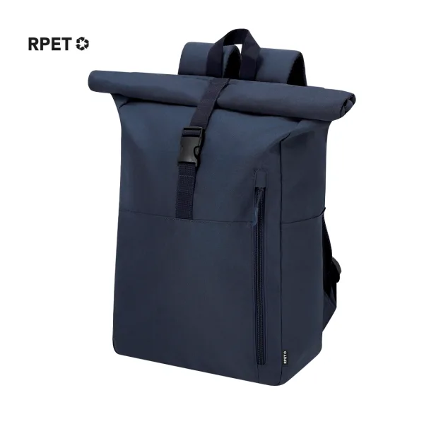 Mochila RPET 300D con cierre enrollable y compartimento para portátil 15