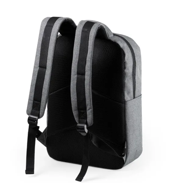 Mochila de negocios RPET 600D con USB y compartimento portátil 15” trasera