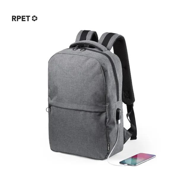 Mochila de negocios RPET 600D con USB y compartimento portátil 15”